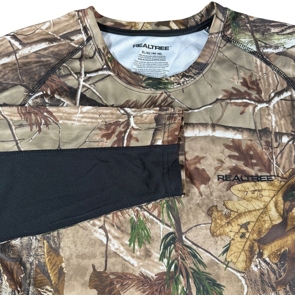 Realtree Camo Performance Shirt Mens XL Brown Long Sleeve Mesh Hunting Top
